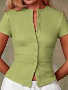 Cárdigan rojo casual para mujer - Verde - Ver 1