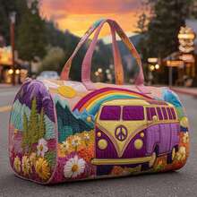 Bolso de Viaje Acolchado de Algodón con Diseño 3D de la Serie Autobús, Bolso de Yoga Estampado a la Moda para Mujer - 9 estilos - Ver 3