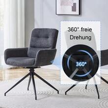 [Set Of 2] European Swivel Chair In A Lightweight Luxury Design, 360° Sound-Swivel, Set Of 2 For Dining Rooms / Relaxation Areas. - 深灰色 - 查看 8