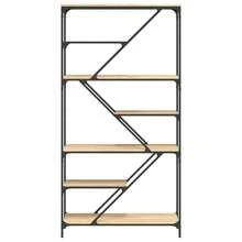 vidaXL Sonoma Oak Bookcase 91x36x176 Cm, Wood Composite And Steel. Living Room And Study Furniture, Living Room Cabinets And Bookcases, Furniture Decorations, Display Case For Figurines And Collectibles. - 棕色 - 查看 3