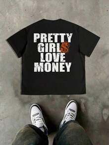 Camisetas Premium Casuales Unisex Lindas, Camiseta Estilo Hip-Hop "I Want Your Money", 100% Algodón, Impresión a Doble Cara, Adecuada para Hombres y Mujeres, El Mejor Regalo para el Verano, Camiseta de Manga Corta Casual - Camisetas Premium de Algodón con Estampado Gráfico y Cuello Redondo - Camiseta Unisex de Corte Holgado, Cómoda, Estilo Vintage Urbano. - Negro 2 - Ver 3