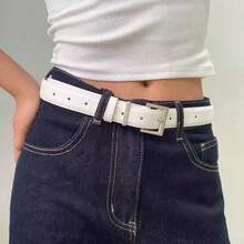 Solid Color Casual Minimalist Oxygen Belt Decor White Waist Belt Ins Accessory Versatile High-End Match With Jeans Belt - White - View 2