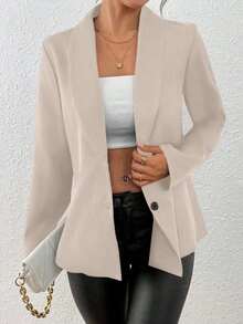 Chaqueta de blazer ajustada de manga larga y sexy para mujer, conjunto verde, chaqueta de traje para mujer, blazer verde para mujer, blusas sociales, ropa de oficina para mujer, ropa de negocios profesional, abrigo de invierno para mujer verde - Albaricoque 3 - Ver 5