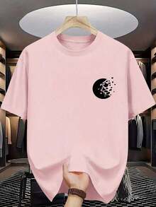 Camiseta de manga corta con estampado de letras para hombre, moda de verano - Rosa - Ver 7