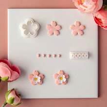 1pc/2pcs Sakura Soft Clay Earring Mold, Petal Jewelry Pendant Clay Cutter DIY Craft Tool Set For Beginners - White - View 8