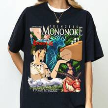 Vintage T Shirts Vintage Princess Mononoke Shirt,  Anime Tee, San and Ashitaka Tshirt Boyfriend Gift - Svart - Visa 7