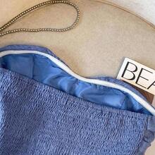 Denim Effect Ruched Decor Button Embellished Elegant Camisole Top For Women - Café integral - Ver 5