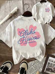 Camiseta con Estampado Gráfico, Manga Corta, Cuello Redondo, Top Casual para Verano y Primavera, Ropa de Mujer, Camiseta Holgada, Casual y Versátil, Camiseta Y2k - Blanco - Ver 10