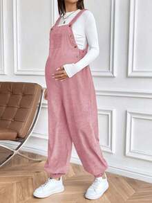 Monos informales de maternidad ajustables con elástico de color marrón - Rosa - Ver 5