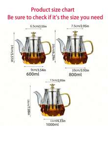 1pc Durable Glass Teapot With Stainless Steel Infuser - Heat Resistant, Suitable For Flowering Tea And Loose Leaf Tea, Ideal Gift For Holiday And Everyday Tea Brewing Back To School - Transparent - View 8