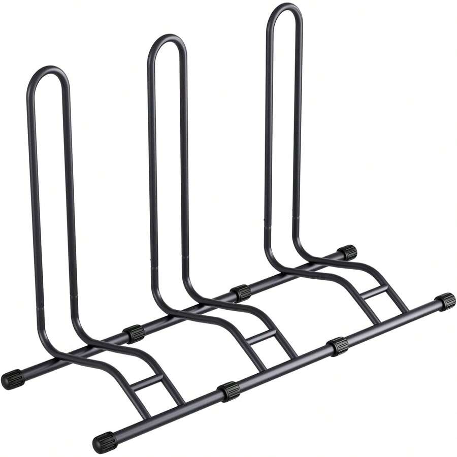 3 Packs Bicycle Floor Rack Bike Parking Stand, Freestanding Bike Storage Rack Indoor & Outdoor, Suitable For Mountain Bike, Road Bike, For Bicycle With Wheel Diameter Max 29 Inches - Black - View 1