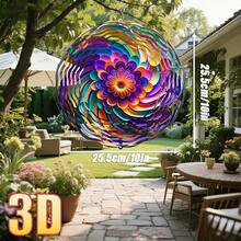 1pc 3D Colorful Layered Leaf Decor, 10in*10in With Rotating Hook, 360° DIY Creative Spinning Art Piece (Pendant Not Included), Random Style Sent As Gift - A - View 5