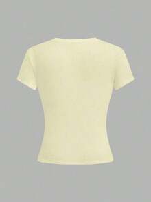 Camiseta de mujer de manga corta con cuello redondo y estampado floral - Multicolor 2 - Ver 2