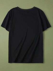 Solt Traceable Cotton Camiseta de manga corta de algodón puro para mujer con estampado de cactus del desierto occidental, cuello redondo, modelo T30 con diseño de personalidad. - Negro - Ver 2