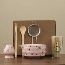 1/6pcs Japanese Matcha Tea Set, 530ml Capacity, Cute Bow Matcha Bowl And Matcha Whisk Set, Song Dynasty Tea Ceremony Tools Set, Suitable For Making Matcha Latte, Gift For Matcha Lovers - Multicolor - View 8