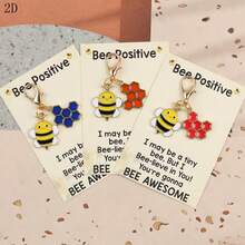 1pc/3pcs Cute Bee & Honeycomb Keychain, Motivational Keyring, Suitable For Backpack Keys, Small Sentimental Gift For Friends And Family, Spreading Positive Energy - Multicolor - View 7