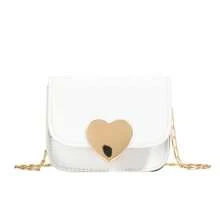 1pc Girls Shiny Heart Lock Square Mini Bag, Mini Chain Crossbody Bag, Candy Color Mirror Finish Versatile Shoulder Bag, Suitable For Daily Use - Laser - View 8
