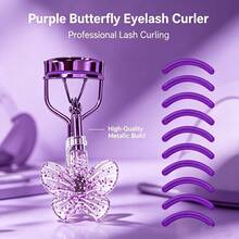 Butterfly Eyelash Curler, Stainless Steel Lash Curler With 15pcs Refill Silicone Pads, No Pinch Pain-Free Design, Long-Lasting Natural Curl, Universal Fit For All Eye Shapes, Cute Glitter Handle, Professional Makeup Tool For Daily & Travel Use - Multicolor - View 3