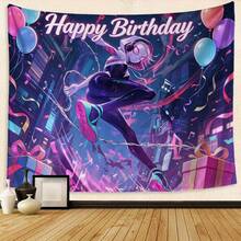 1pc S-Pider-Man Miles Morales Birthday Backdrop, Themed Birthday Party Backdrop,Cartoon Character TapestryNeon Cyberpunk Style Happy Birthday Party Banner, M-Arvel Themed Party Decor Tapestry, Aesthetic Ins Style Birthday Photo Booth Prop, High Definition Print Party Decoration Backdrop Cloth,The Perfect Gift For Family And Friends, Birthday Party Decoration,Holiday Decoration, Decoration Themed Perfect Gift,For Bedroom Living Room Corridor, Wall Art, Wall Decoration, Room Decoration - Nhiều màu-A - Xem 4