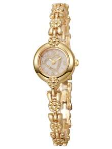 1pc/Set Heart Dial Gold Bracelet Watch, Women's Rhinestone Quartz Wristwatch - Gold - View 7