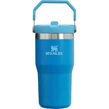 Vaso con pajita abatible IceFlow de 20 onzas con tapa de rosca y pajita abatible, a prueba de fugas, botella aislada de acero inoxidable sin BPA, color Azure - Por defecto - Ver 1