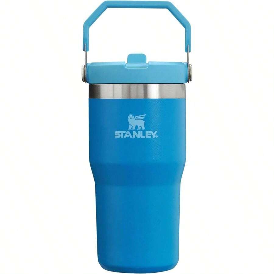 Vaso con pajita abatible IceFlow de 20 onzas con tapa de rosca y pajita abatible, a prueba de fugas, botella aislada de acero inoxidable sin BPA, color Azure - Por defecto - Ver 1