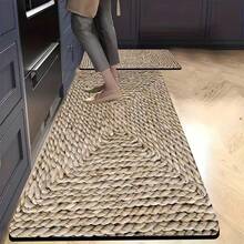1 pieza Alfombra de arte con patrón tejido, alfombra decorativa de estilo estético personalizado, regalo de naturalismo, estera de ambiente estético de vibra Ins, tapete de muebles suaves minimalistas modernos, felpudo de entrada, alfombra de cocina, pasillo, alfombra pequeña, alfombra, estera, decoración del hogar, alfombra de área pequeña, estera de exterior, alfombra de dormitorio, alfombra lavable - Multicolor - Ver 1