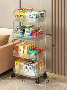 1pc Transparent Movable Makeup Storage Cart, Large Capacity Multi-Function Bathroom Supplies Display Rack, Bathroom Accessories Storage Rack, Makeup Organizer Rolling Cart, Mobile Shelving Unit, Suitable For Office, Bathroom, Kitchen And Living Room - Clear - View 11