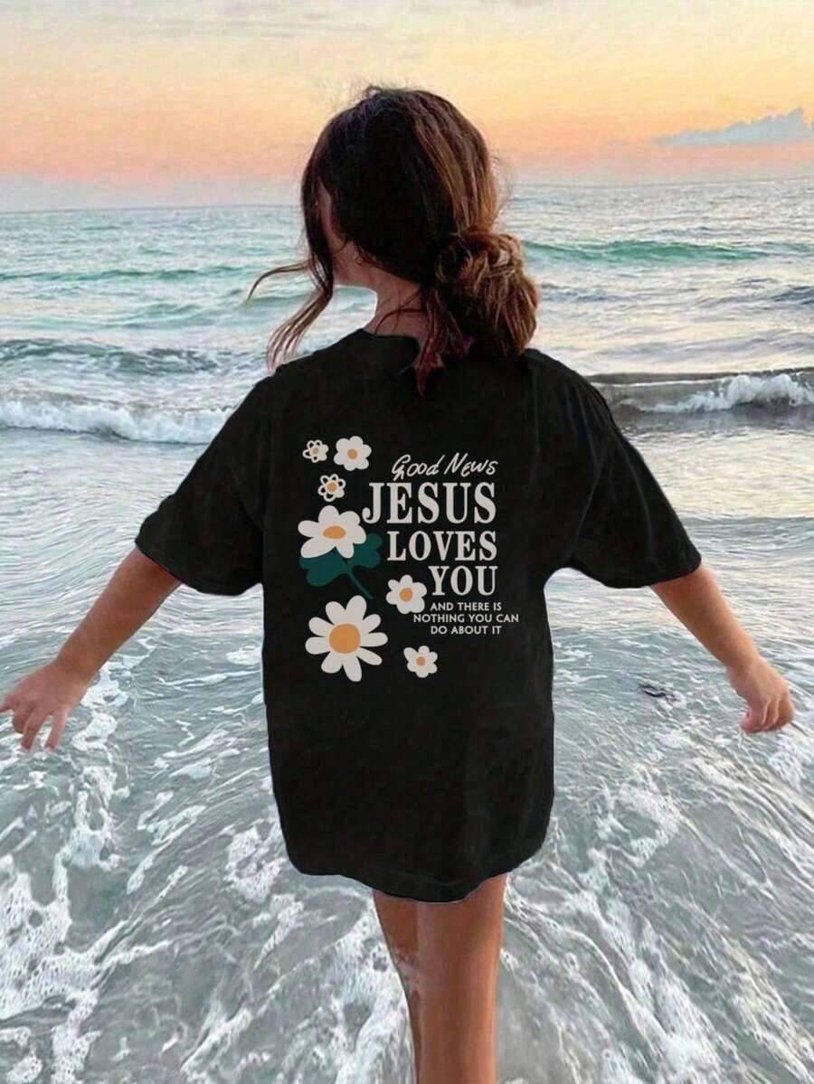 Playera Blanca Mujer con Estampado de "Beach", Estilo Casual - Negro - Ver 1