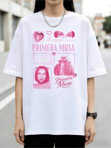 Puerto Rican Rapper Omar Courtz Primera Musa Pink Y2K Style Cotton T-Shirt - White - View 8