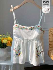 Camiseta de tirantes con lunares tejidos en blanco para mujer - Blanco 2 - Ver 9