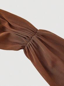 Vestido sin mangas con pliegues asimétricos de estilo vintage para mujer - Marrón - Ver 3
