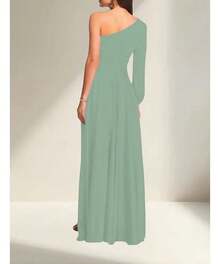 Vestido Largo Elegante Para Mujer Hombro Descubierto Ideal Para Fiestas - Azul menta - Ver 2