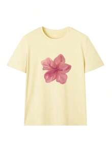 Set de 3 camisetas de manga corta con cuello redondo y estampado floral minimalista y elegante de verano, versátil para uso diario y casual para mujeres en color rosa - Gris Oscuro - Ver 10