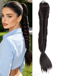 16 Inch Synthetic Fishbone Ponytail Wig, Women's Braided Clip On Ponytail, Suitable For Daily Party Wear - Multicolor - View 7
