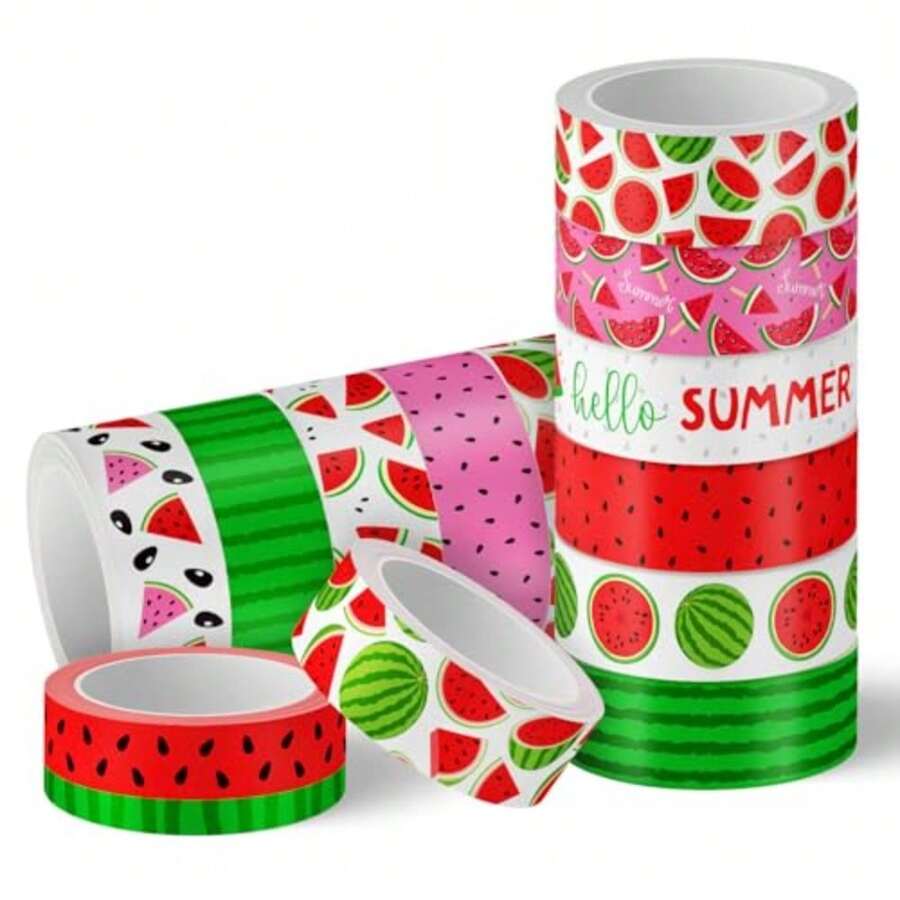 12 Rolls Summer Washi Tape Sweet Decorative Masking Tape Set Fruit Wrapping Paper Tapes For Scrapbook Journal DIY Art Crafts - Lemon - View 1