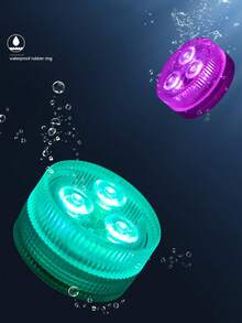 小旋鈕遙控 LED 水下燈，七彩 RGB 變色蠟燭燈，泳池池塘氛圍燈，水族造景強化，花園派對酒吧婚禮裝飾氛圍燈（含吸盤） - 彩色 - 查看 6