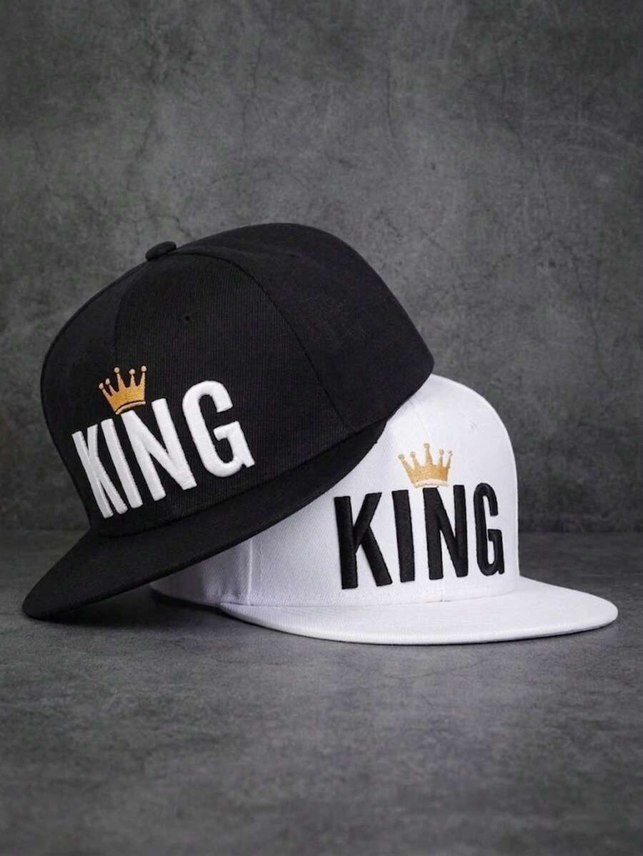 1件/2件裝 男士 KING 字母刺繡嘻哈帽，女士遮陽帽，中性卡車司機帽，時尚運動棒球帽，可調節防曬休閒帽，適合春夏秋季旅行、海灘與派對、假期，送給家人朋友的完美禮物，開學季、聖誕節、萬聖節