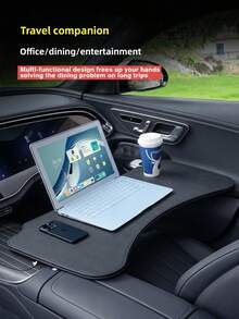 1pc Foldable Car Tray, Leather Car Desk, Foldable/Extendable Design, Durable Non-Slip Surface, Practical Car Interior Accessory, Suitable For Work And Travel Car Storage Organizer, Fits Tablets, Laptops, Water Cups, Compatible With All Car Models And SUVs - Multicolor - View 11