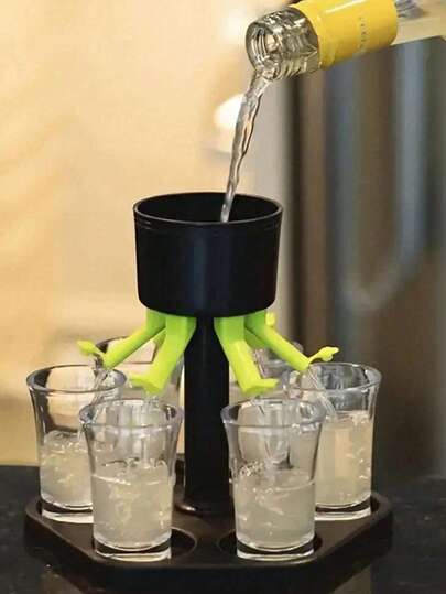 1pc 6-Slot Liquor Dispenser, Suitable For Wine, Whiskey, Beer And Spirits, Ideal For Parties And Drinking Games (Glasses Sold Separately), Also Great For Outdoor Activities And Camping