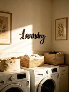 1pc Metal Wall Art Decor, Farmhouse Style Laundry Room Sign, Hanging Decoration - Suitable For Bathroom, Laundry Room, Elegant Room Decor - Black - View 11