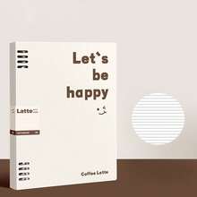1本「Let's Be Happy」笑臉鬆散葉筆記本，極簡 8 孔設計，120 張/240 頁，可拆卸可替換厚紙，螺旋筆記本，適合學生與辦公人員，學習會議記錄，學校用品 - 橫線款 - 查看 10