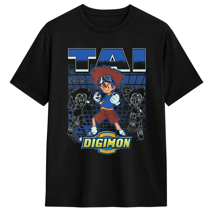 Camiseta vintage D1igim1on Taichi Vintage Action Grid and Logo Digital m1onsters para hombre, cuello redondo, algodón puro, manga corta, 220 g, tejido grueso, resistente a las arrugas y que no se deforma fácilmente. Estilo sencillo y versátil, ligero y transpirable, perfecto para ir al trabajo, viajar, acampar, ir de compras y para el tiempo libre diario. - Negro - Ver 1