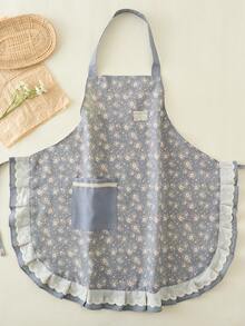 1pc New Lace Floral Sleeveless Apron With Halter, Fashionable Self-Contained Pocket, Suitable For Cafe, Bakery, Catering, Kitchen, Housework, Baking, Cooking, Gardening, Painting, Fishing, Unisex - Multicolor - View 13