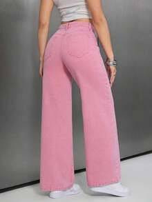 Unity Jeans de mezclilla lisos y casuales para mujer - Ponche de Fiesta - Ver 2