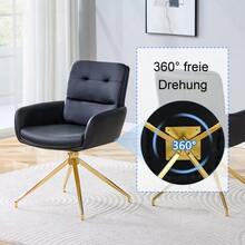 [2 Piece Set] European Lightweight Luxury Swivel Chair, 360° Sound Rotating, 2-Piece Set For Dining Rooms / Relaxation Areas. - Black - View 8