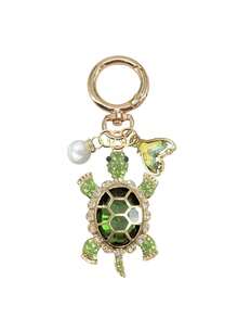 Crystal Turtle Keychain Pendant With Rhinestones, Pearl And Ocean Charms, Metal Alloy Keyring - Multicolor - View 13