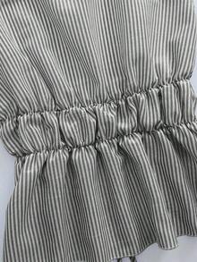 conjunto de 2 piezas de mujer con top halter con lazos y pantalones cortos a rayas con espalda descubierta, adecuado para vacaciones de verano y viajes - Negro - Ver 7