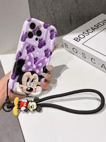 This Disney Mickey Mouse Lanyard Phone Case Is Fully Covered In TPU Material. It's Shockproof, Lightweight, And Compatible With IPhone17/16/11/13/15/15 Plus/15 Pro/15 Pro Max/12/14 Pro Max/11 Pro Max/12 Pro/12 Pro Max/13. This Phone Case Makes A Popular Birthday Gift Or Business Gift; It's Durable, Stain- And Fingerprint Resistant, And Suitable For Both Men And Women. The Set Also Includes A Mickey Mouse Phone Case And A Mickey Mouse Plush Bracelet. It's A Perfect Gift For Friends And Family. This Stylish Phone Case Is Fun, Lightweight, And Durable. IPhone17 Pro Max Phone Case, Minnie Mouse Phone Case. - White - View 4