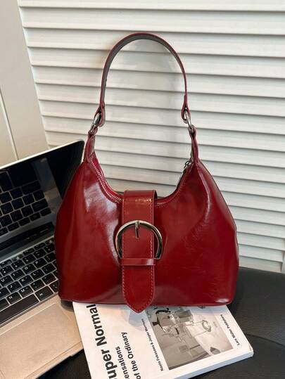 1pc Women's Fashionable Commuter Solid Color Shoulder Bag, Portable Versatile Luxury Underarm Bag, Suitable For Dates, Shopping, Gifts, Work